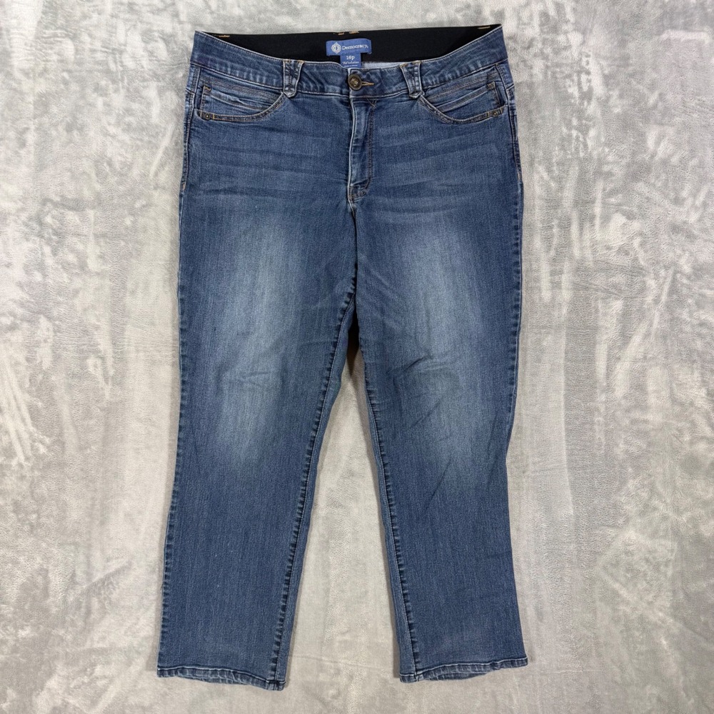 Democracy Ab Solution Cropped Straight Leg Jeans Women's Size 16P Blue Pants